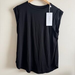 Tavi Cap Sleeve Muscle Tee in Ebony